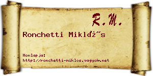 Ronchetti Miklós névjegykártya